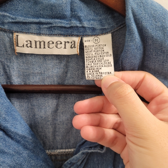 Lameera Sleeveless Jean Polyester Floral 90s Retro Vintage Dress Size Medium - Picture 5 of 9